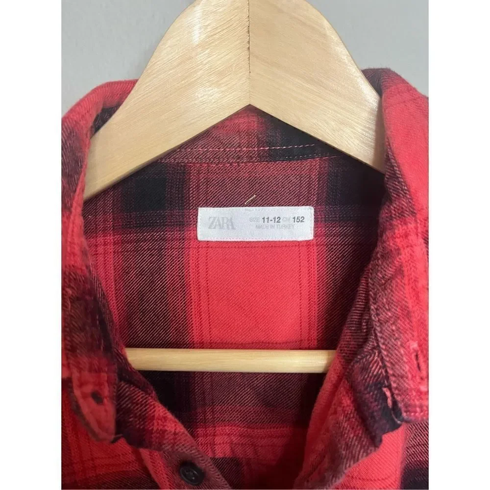 ‎Zara Red and Black Flannel Shirt